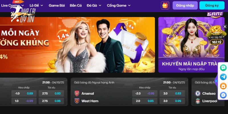 Giao diện đầy nổi bật của cổng game RIK88